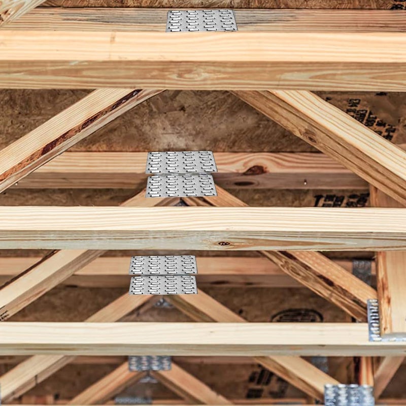 YSYONM Pronged Truss Plate Flat Mending Plates Repair Tie Plate Bracket Galvanized Steel 1 Mm Thick Nail Teeth Height 8Mm For Roofing Trusses Wood Timber Connectors (2   X4   , 10) - Image 3