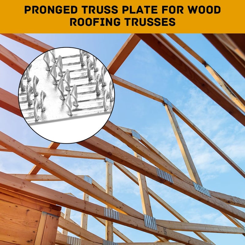YSYONM Pronged Truss Plate Flat Mending Plates Repair Tie Plate Bracket Galvanized Steel 1 Mm Thick Nail Teeth Height 8Mm For Roofing Trusses Wood Timber Connectors (2   X4   , 10) - Image 5