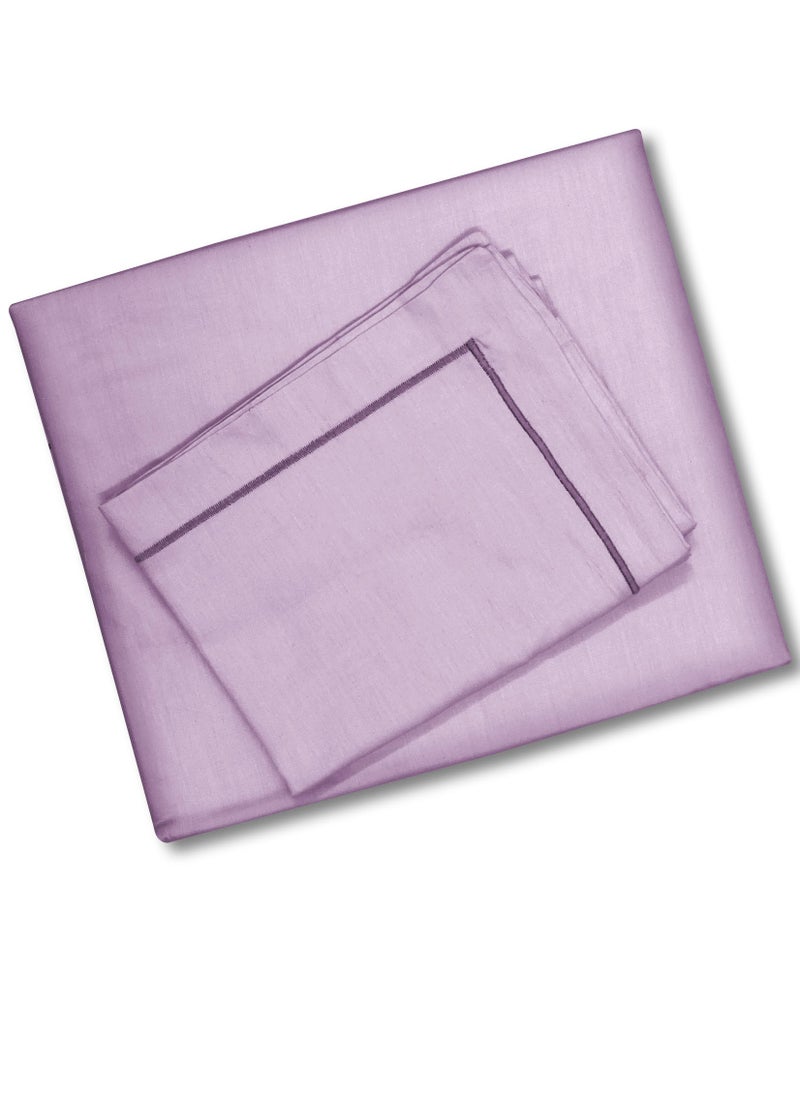 Raymond Raymond Home King Flat Sheet Bedsheet 210 Thread Count Luxurious Mercerized 100% Cotton Bedding Solid Bed Linen with 2 Pillow Case - Lavender (274 * 274 CM)  - Image 4