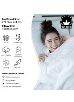 Raymond Raymond Home King Flat Sheet Bedsheet 210 Thread Count Luxurious Mercerized 100% Cotton Bedding Solid Bed Linen with 2 Pillow Case - Lavender (274 * 274 CM)  - Image 3