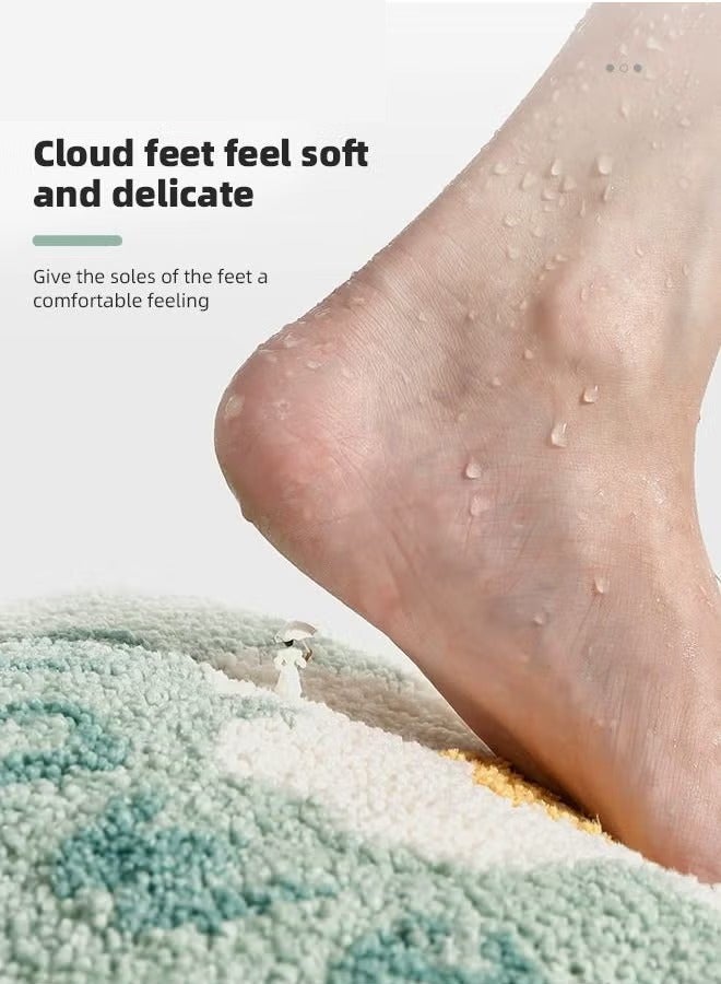 Bathroom Floor Mats, Entrance Door Mats Home Absorbent Foot Mats ,Toilet Non-Slip Bedroom Door Carpet,Bathroom Water Absorption And Anti Slip Floor Mat, Curved Flower Foot Mat, Shower Room, Bathroom Carpet, Machine Washable - Image 4