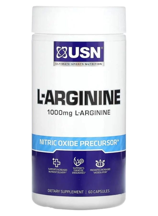 L-Arginine 1000mg, 60 Capsules