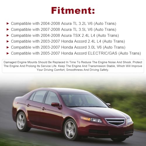 JDMON بديل قاعدة محرك السيارة الأمامية اليمنى JDMON لسيارة هوندا أكورد 2.4L 3.0L 2003 2004 2005 2006 2007 ناقل حركة أوتوماتيكي أكورا TSX 2.4L، TL 3.2L / 3.5L 2004-2008 متوافق مع A4517، 50820SDAA01 - Image 3