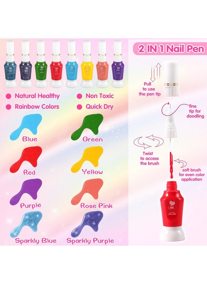 INNOCHEER Kids Nail Polish Set For Girls 20 Pcs Kids Nail Art Kit With Non Toxic Nail Polish For Kids Girls/ Glitter Powder/ Sticky Fake Nail/ Nail File For Girls Slumber Party Age 612  - Image 4