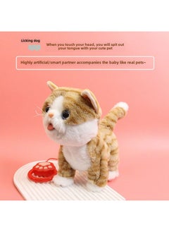 Generic Re-reading Lick Cat Children's Electric Xiao Mao Toy Simulation Pet Touch Will Walk Will Say Girls Garfield Wholesale-Color:Khaki  - Image 2