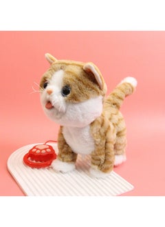Generic Re-reading Lick Cat Children's Electric Xiao Mao Toy Simulation Pet Touch Will Walk Will Say Girls Garfield Wholesale-Color:Khaki  - Image 1