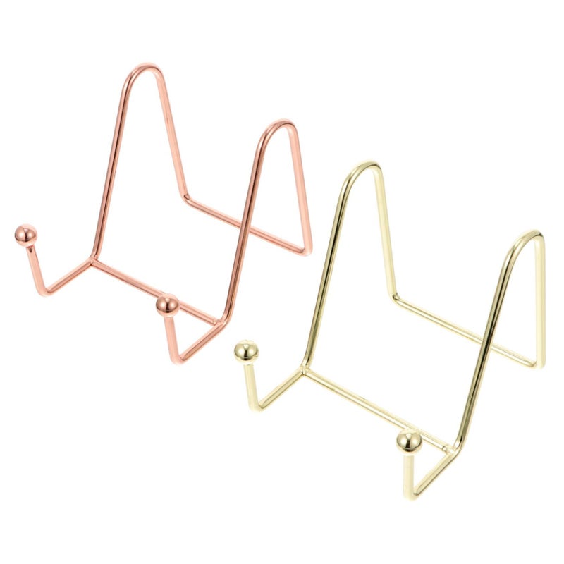 Rose Gold Iron Display Stand Photo Frame Holder Magazine Stand Desktop Easel Home Office Decor - Image 2