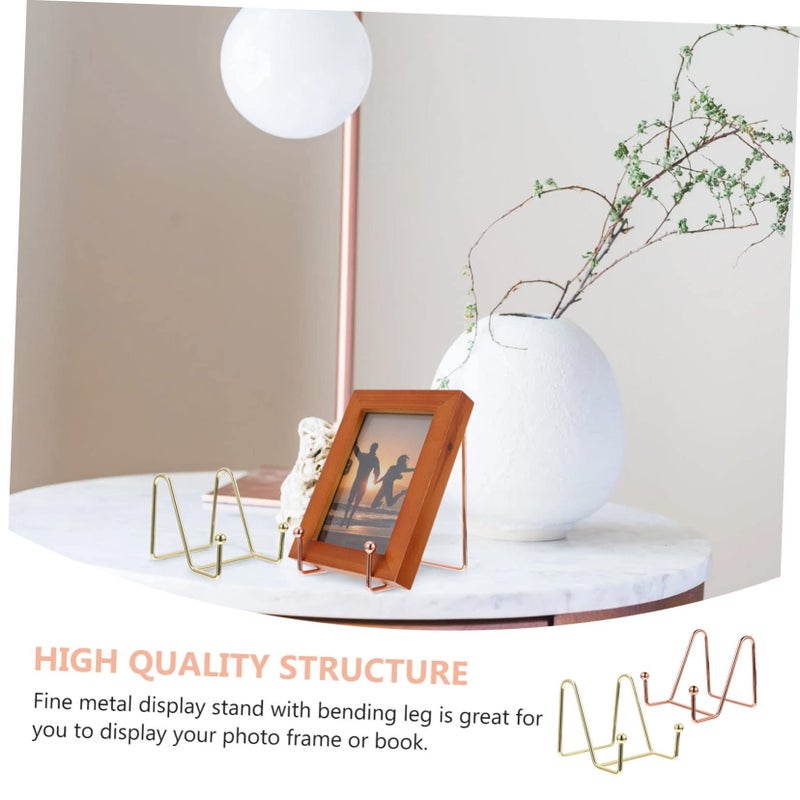 Rose Gold Iron Display Stand Photo Frame Holder Magazine Stand Desktop Easel Home Office Decor - Image 5