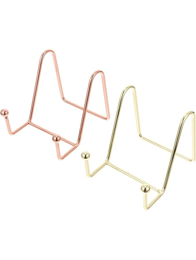 Rose Gold Iron Display Stand Photo Frame Holder Magazine Stand Desktop Easel Home Office Decor - Image 1