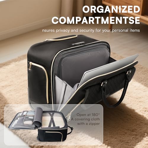 Arcoyard Rolling Laptop Bag Women, Rolling Briefcase for Women for Work, 17.3 Inch Computer Bag with Wheels, Fashion Flap Laptop Bag With Wheels for Work Business, TSA Friendly Design, Black - Image 4
