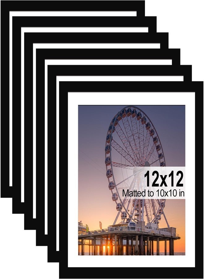 BESCRCL 12x12 Picture Frame Black Set of 6, Diamond Art Painting Frames Display Photo 10x10 or 12 x 12 without Mat, Wall Hanging Frame with Plexiglass - Image 1
