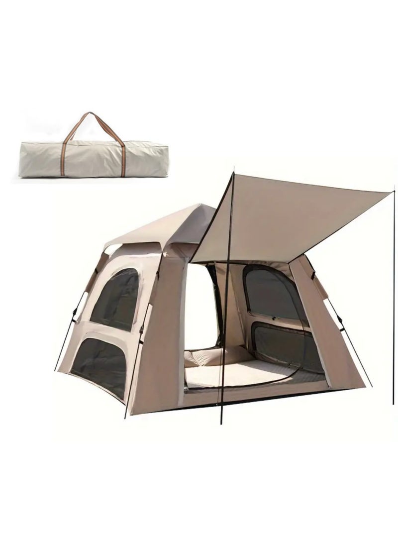 Generic Instant Camping Tent With Canopy Tarp 6-8 Persons Outdoor Waterproof Pop Up Family Camping Tent Automatic Portable Folding Cabin Tent With Storage Bag Size: 300*300cm  - Image 1