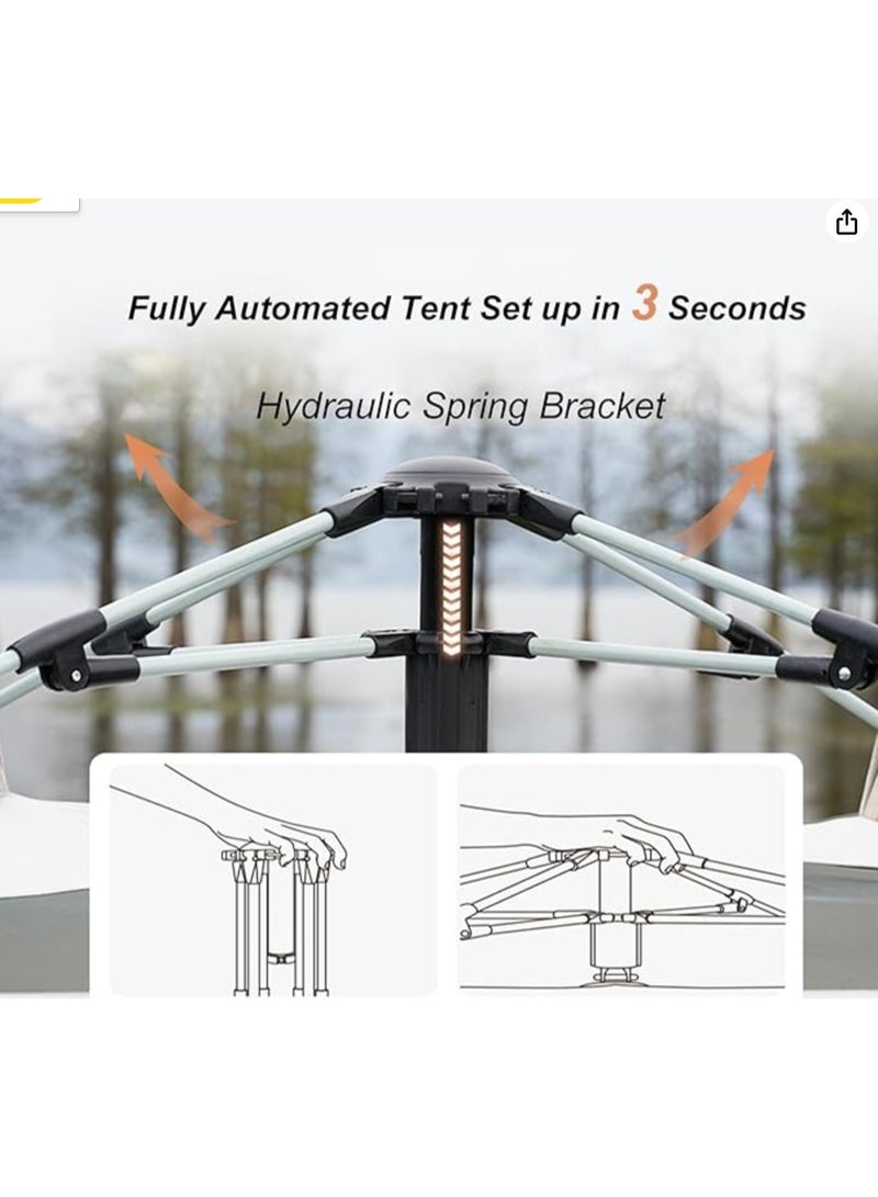 Generic Instant Camping Tent With Canopy Tarp 6-8 Persons Outdoor Waterproof Pop Up Family Camping Tent Automatic Portable Folding Cabin Tent With Storage Bag Size: 300*300cm  - Image 2