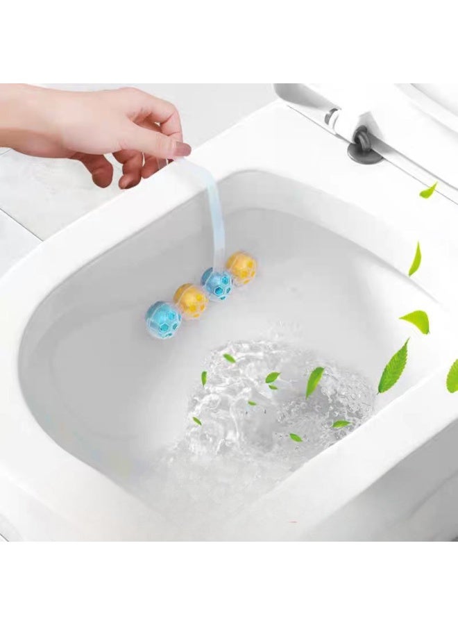 Toilet Bowl Freshener with Rim Hanger, 4 Scented Cleaning Balls, Multicolor, Self-Foaming - Image 1