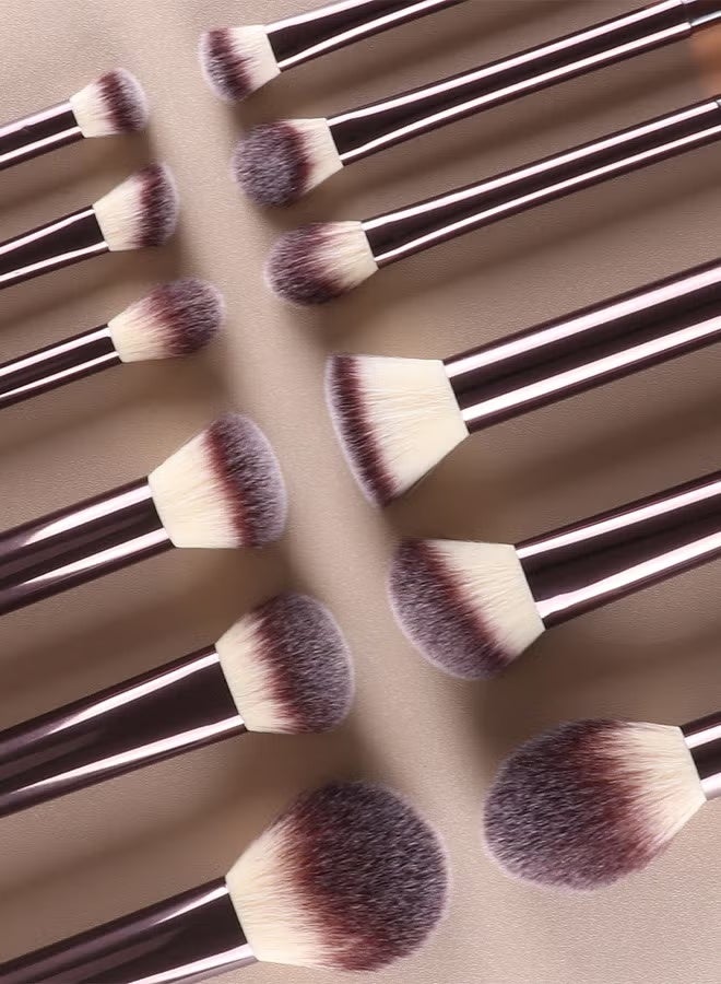 مجموعة فرش مكياج مكونة من 15 قطعة، 12 فرشاة مكياج متعددة الاستخدامات، مع إسفنجيتي مكياج وواحدة بكرة مكياج، فرشاة كريم أساس، بلاشر، كونسيلر، تظليل، وفرشاة مكياج العيون، للمبتدئين والمحترفين - Image 2