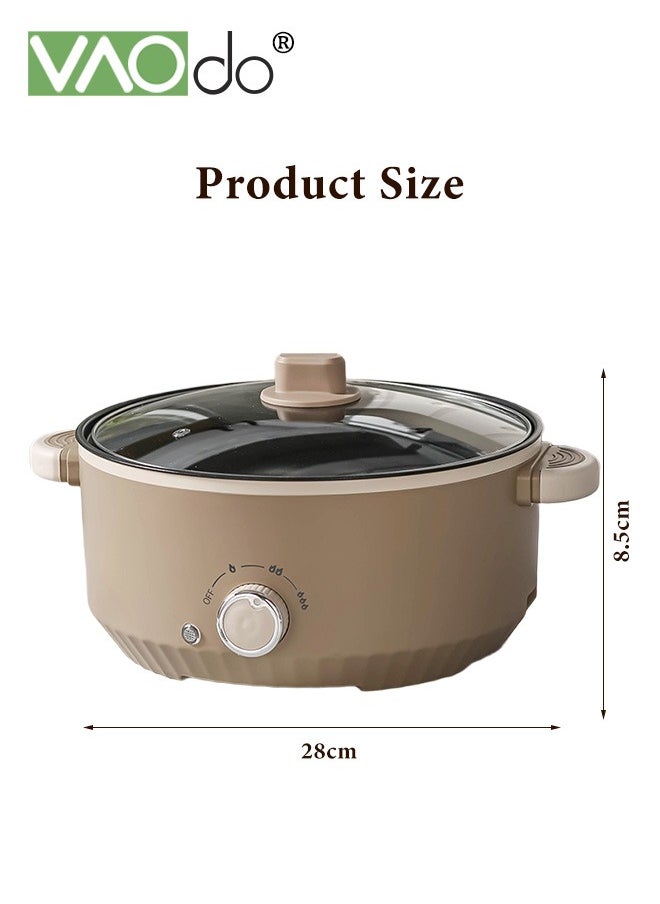 VAOdo - 4.6L Non-Stick Electric Skillet and Frying Pan, 1000W Power with Dry Protection, 3 Levels Adjustable Temperature Control Electric Cooking Pot, Tempered Glass Lid with Vent and Cool Touch Handles - Image 1