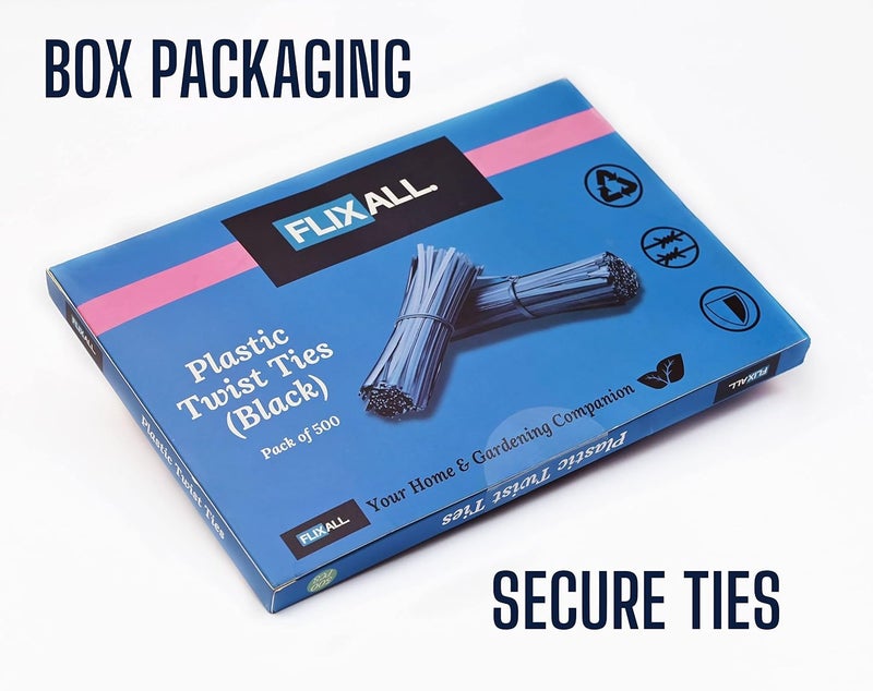 Flixall. 5 inches Plastic Twist Ties Pack of 500 - Premium Quality Reusable Black Plastic Coated Ties for Household and Office use - Image 4