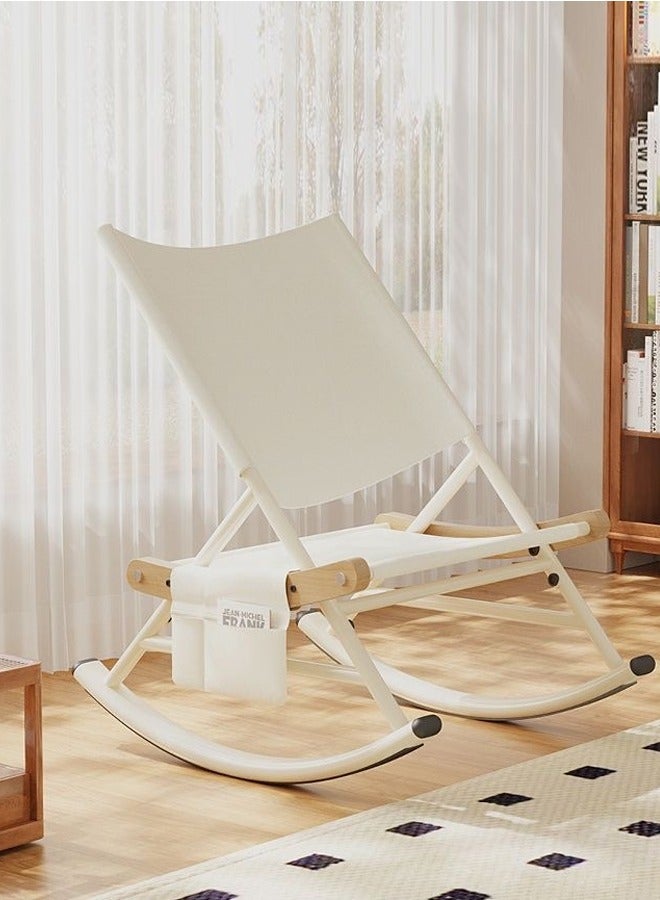 fashionhome Multipurpose Use Balcony Living Room Rocking Chair Lazy Sofa Lunch Chair Patio Courtyard Loung Chair Comfortable Reading Chair with Book Magazine Holder Pouch 76x103x109 cm - Image 3