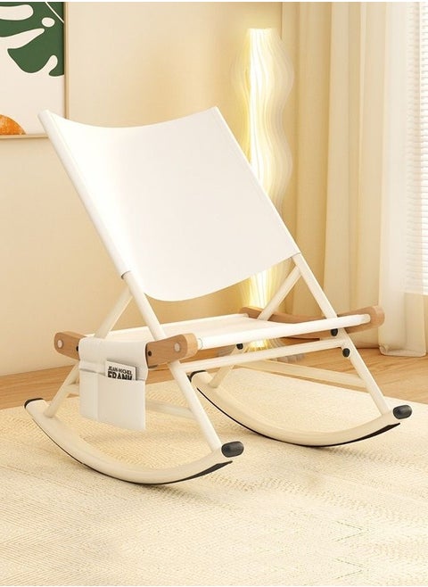 Multipurpose Use Balcony Living Room Rocking Chair Lazy Sofa Lunch Chair Patio Courtyard Loung Chair Comfortable Reading Chair with Book Magazine Holder Pouch 76x103x109 cm