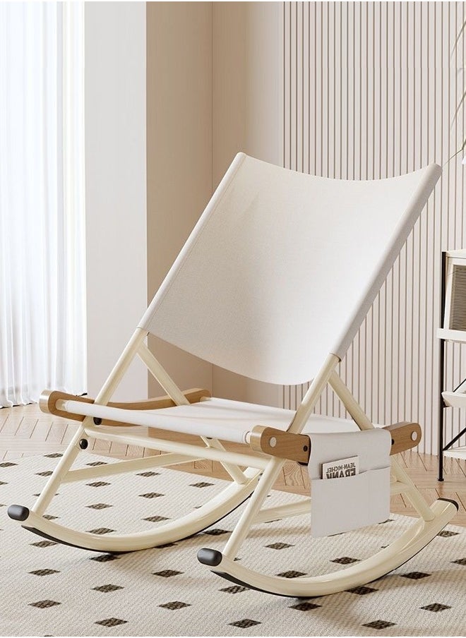 Multipurpose Use Balcony Living Room Rocking Chair Lazy Sofa Lunch Chair Patio Courtyard Loung Chair Comfortable Reading Chair with Book Magazine Holder Pouch 76x103x109 cm