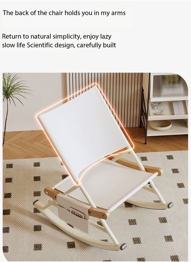 Multipurpose Use Balcony Living Room Rocking Chair Lazy Sofa Lunch Chair Patio Courtyard Loung Chair Comfortable Reading Chair with Book Magazine Holder Pouch 76x103x109 cm