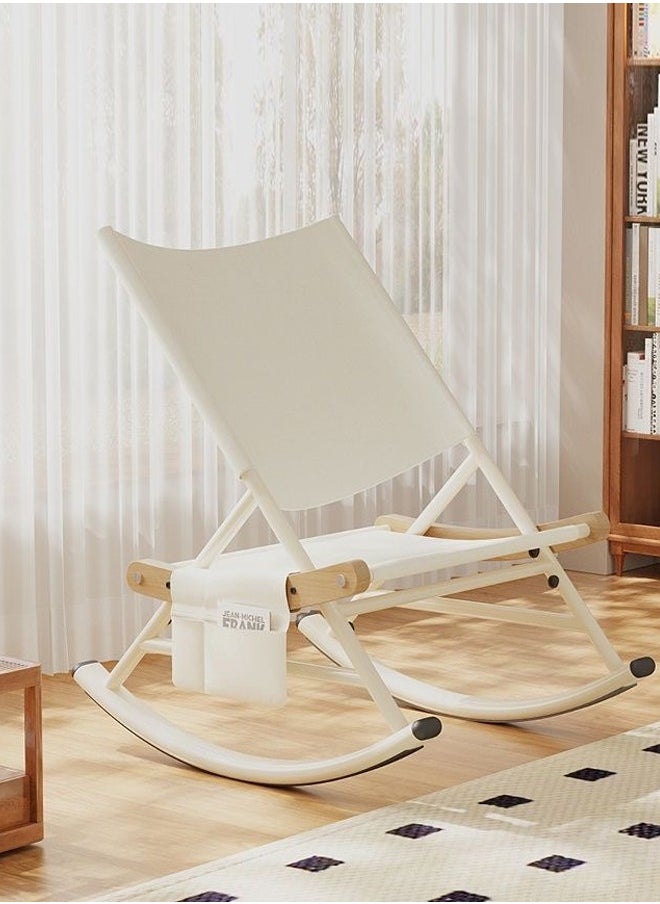 Multipurpose Use Balcony Living Room Rocking Chair Lazy Sofa Lunch Chair Patio Courtyard Loung Chair Comfortable Reading Chair with Book Magazine Holder Pouch 76x103x109 cm