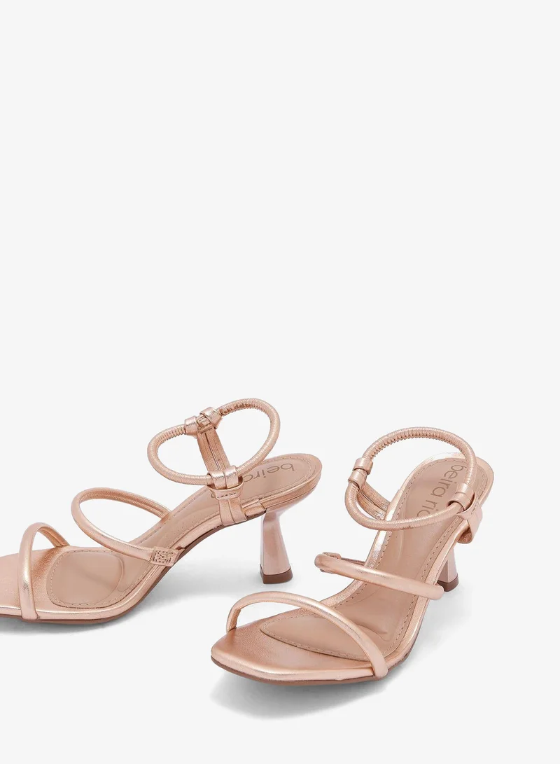 Beira Rio Gold Pink Block Heel Sandals for Women – Stylish Ladies Heels Sandals for Everyday Wear for Women | Best Price UAE