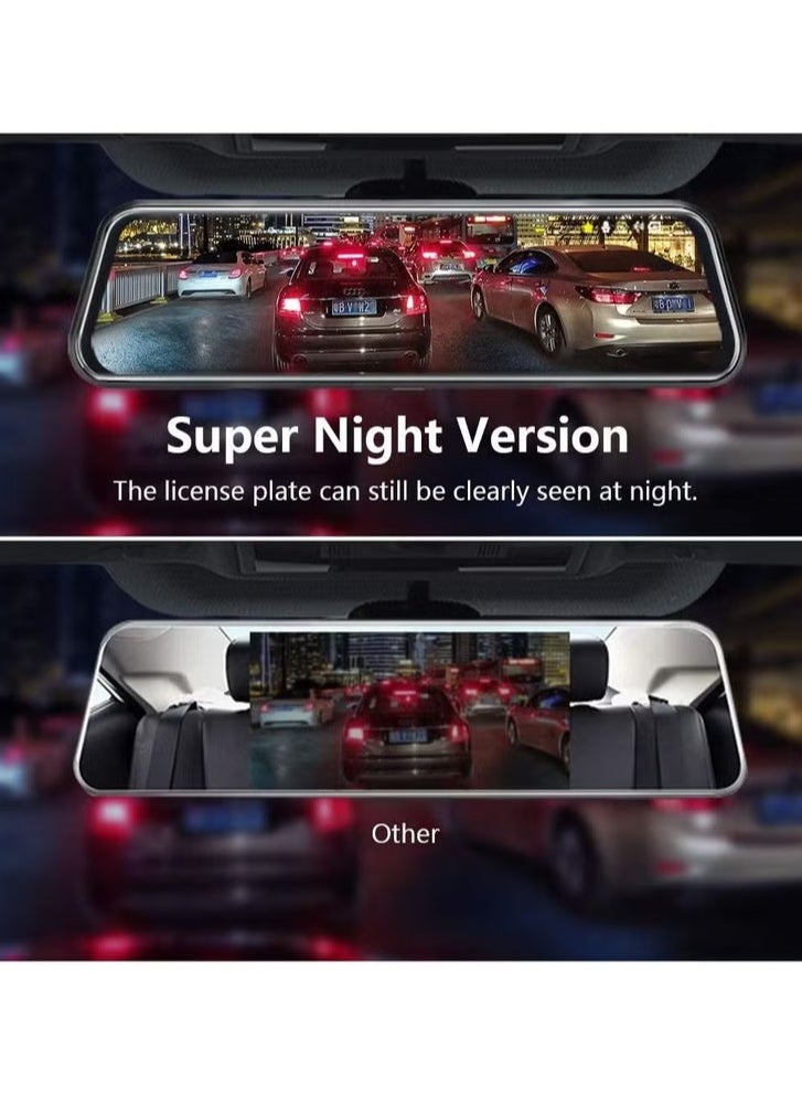 AS SEEN ON TV - Dash Cam, 1080p Night Vision 9.66'' Mirror Dash Cam, Full Touch Screen Front And Rear View Backup Camera, Dual  Dvr Video Recorder Camera With 170°wide Angle Parking Assistance And Loop Recording - Image 1