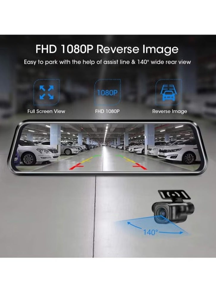 AS SEEN ON TV - Dash Cam, 1080p Night Vision 9.66'' Mirror Dash Cam, Full Touch Screen Front And Rear View Backup Camera, Dual  Dvr Video Recorder Camera With 170°wide Angle Parking Assistance And Loop Recording - Image 1