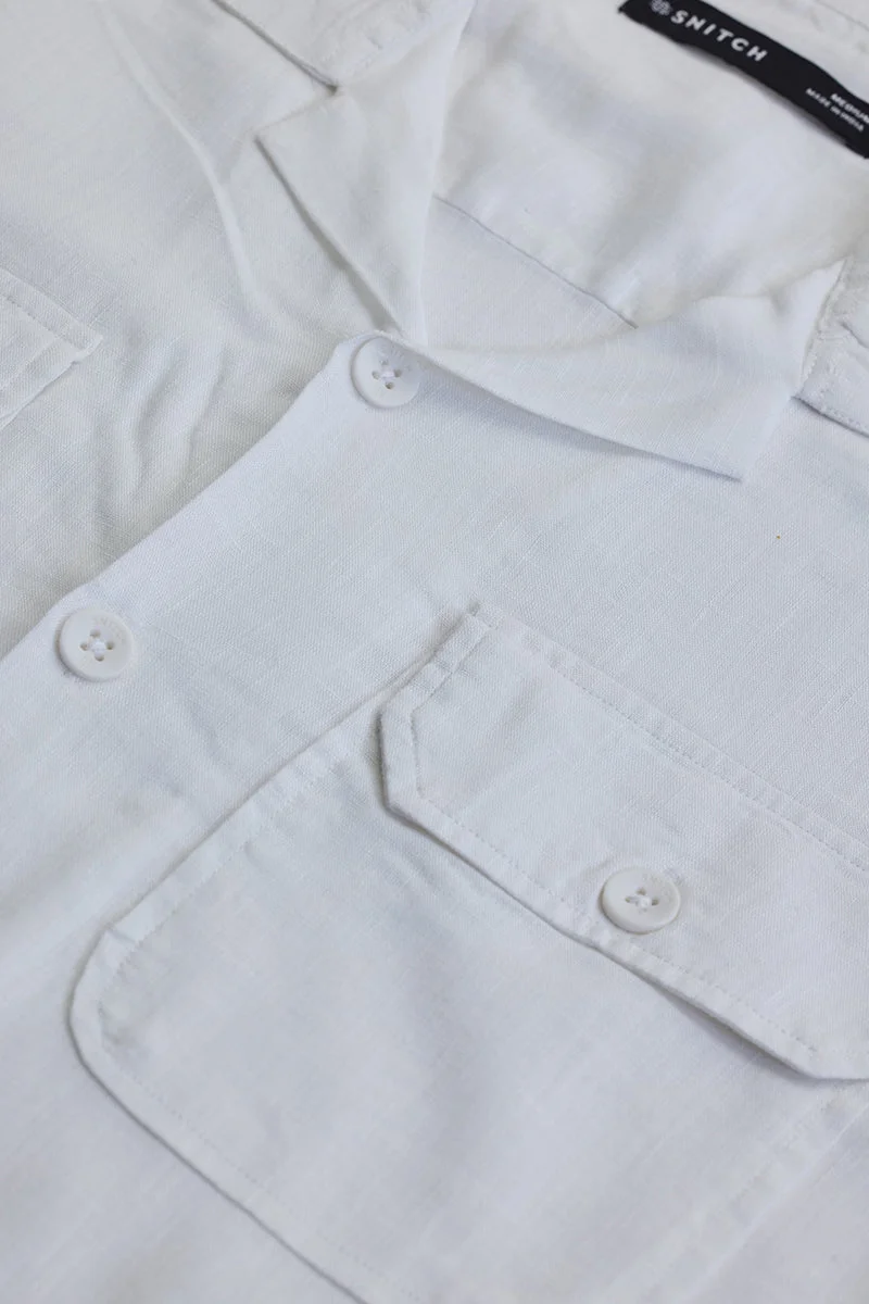 SNITCH White Solid Half Sleeve Boxy Casual Shirt