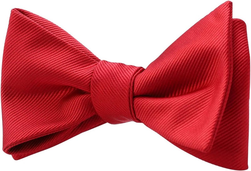 pensee Mens Solid Bowtie Woven Self Tie Bow Ties Tuxedo & Wedding Bowties - Image 3
