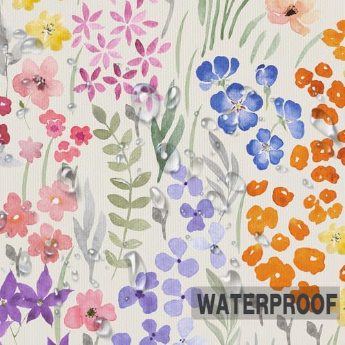 Hajmsug Cute Floral Shower Curtain, Spring Boho Cottagecore Colorful Kids Watercolor Flower Fabric Girly Wildflower Pink Cloth Bathroom Curtains, Funky Trendy Plant Bathroom Decor Set with Hooks 72X72 In - Image 4