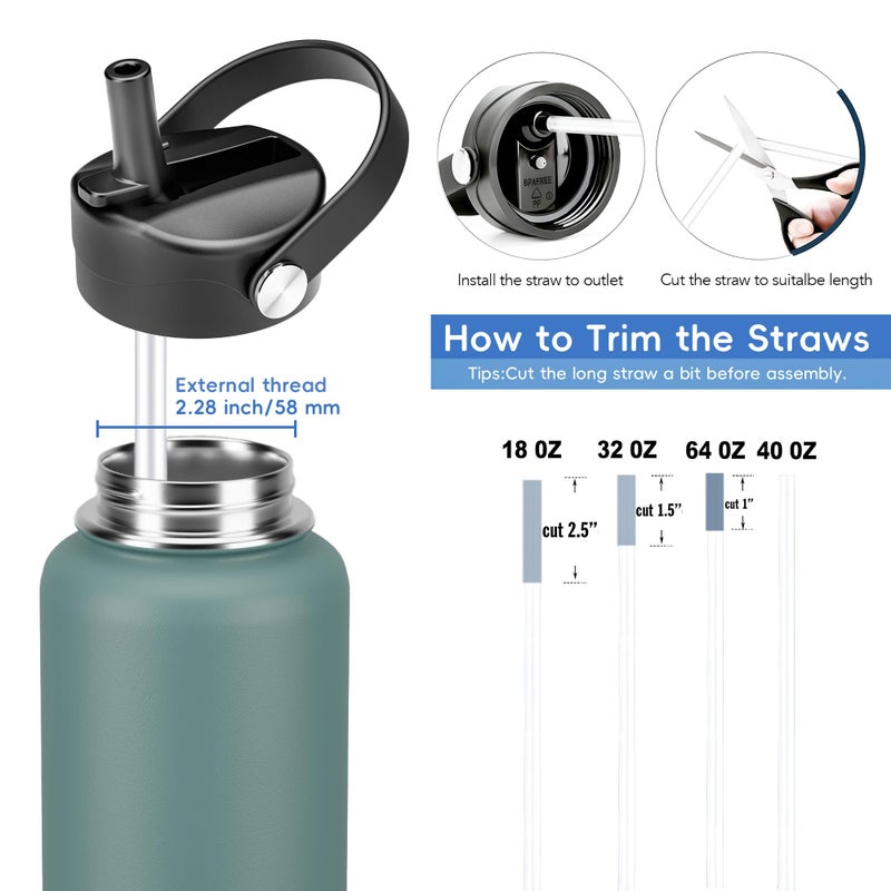 MALAXIGOO Straw Lid for Hydro Flask Wide Mouth, Lids with Straw for Hydroflask 12 16 18 20 32 40 oz Wide Mouth, Replacement Straw Cap for Hydroflask, Top Sport Bottle Lid - Image 3