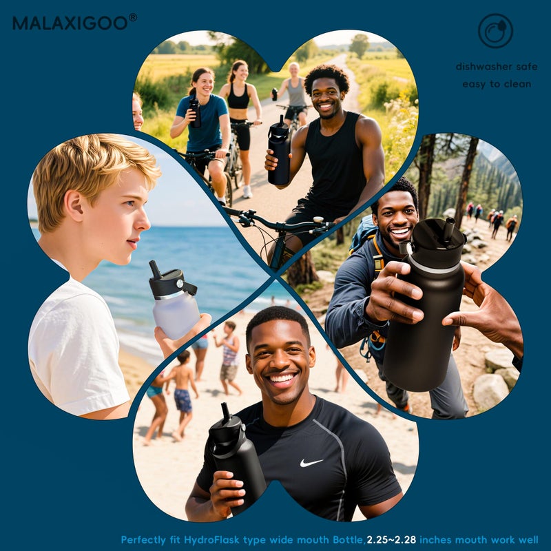 MALAXIGOO Straw Lid for Hydro Flask Wide Mouth, Lids with Straw for Hydroflask 12 16 18 20 32 40 oz Wide Mouth, Replacement Straw Cap for Hydroflask, Top Sport Bottle Lid - Image 5