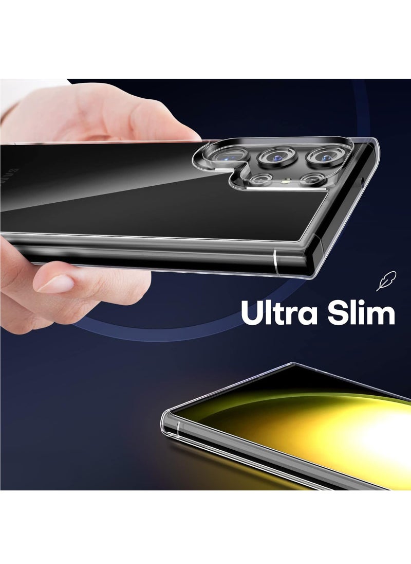 5-in-1 Compatible with Samsung Galaxy S23 Ultra 6.8'' Clear Back Cover X1, TPU Soft Film Screen Protector X2, Camera Lens Tempered Glass Protector X2, Slim Fit Transparent Case Protetive Accessorise