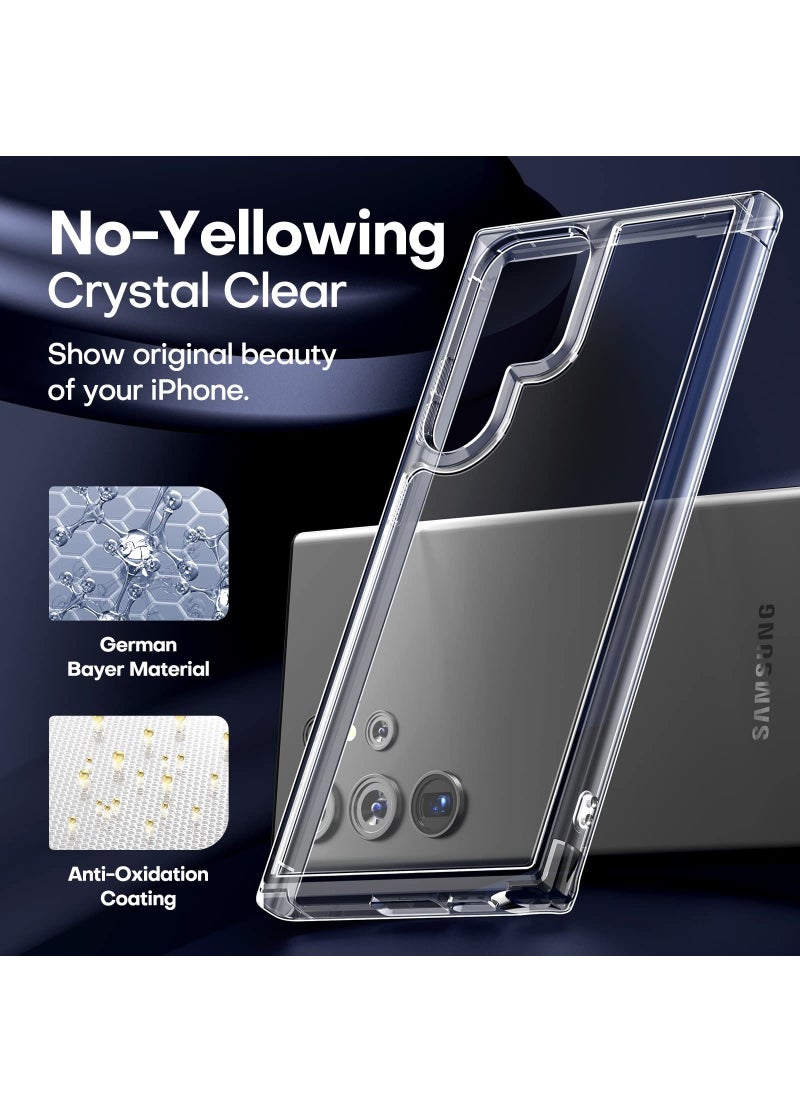 5-in-1 Compatible with Samsung Galaxy S23 Ultra 6.8'' Clear Back Cover X1, TPU Soft Film Screen Protector X2, Camera Lens Tempered Glass Protector X2, Slim Fit Transparent Case Protetive Accessorise
