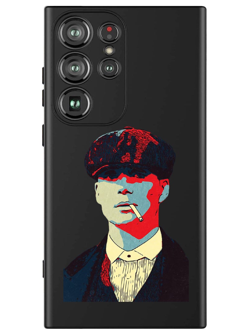 Theodor Protective Slim Fit Case Liquid Silicone Cover with Full Body Protection Anti-Scratch Shockproof Case For Samsung Galaxy S24 Ultra (Black) - Peaky Blinder - Image 1