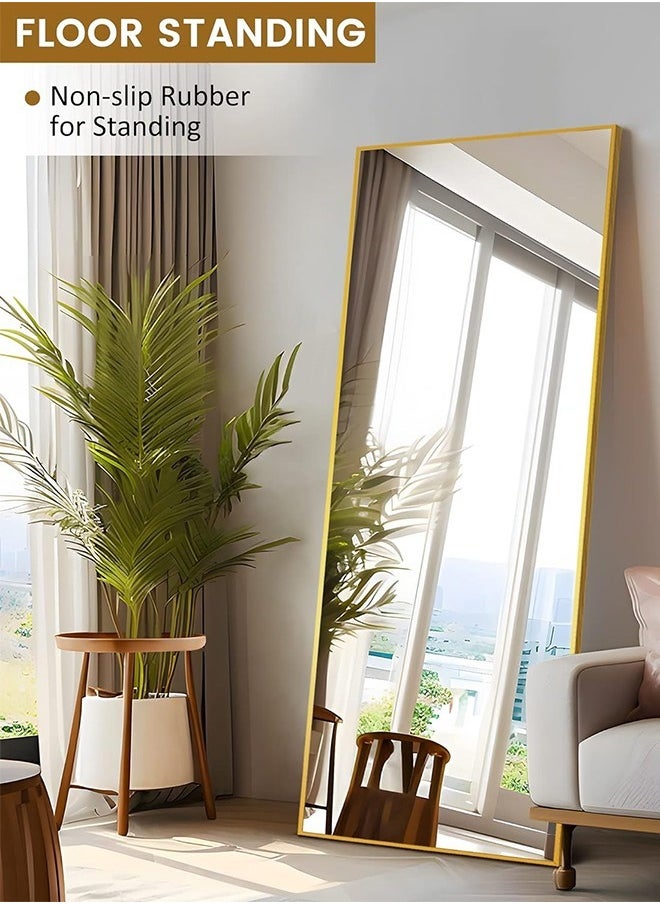 Taimi - Full Length Mirror Dressing Mirror with Standing Holder 155x45 Cm Large Rectangle Bedroom Floor Mirror Standing Mirror Wall-Mounted Mirror Gold - Image 1