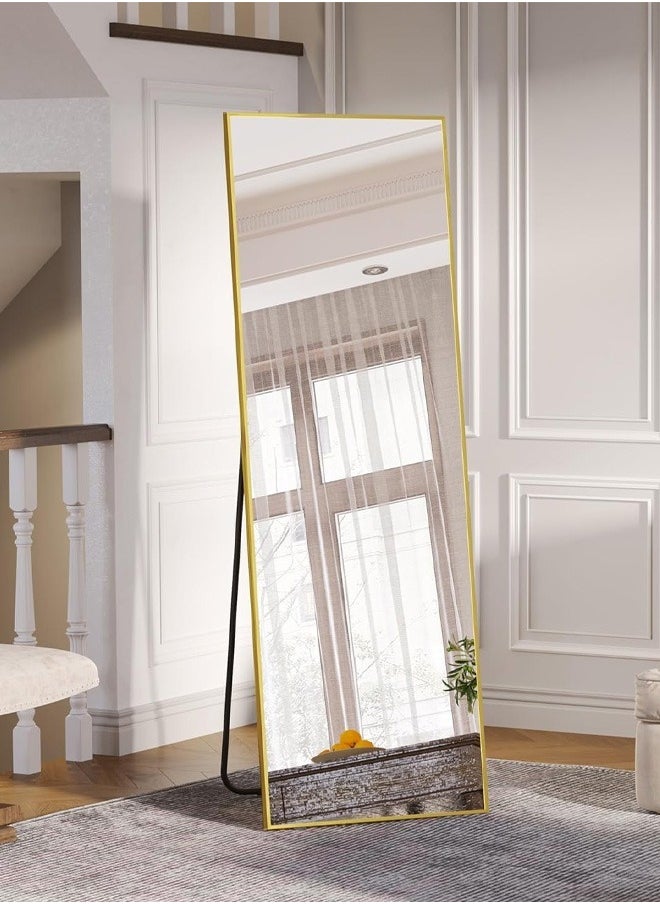 Taimi - Full Length Mirror Dressing Mirror with Standing Holder 155x45 Cm Large Rectangle Bedroom Floor Mirror Standing Mirror Wall-Mounted Mirror Gold - Image 1