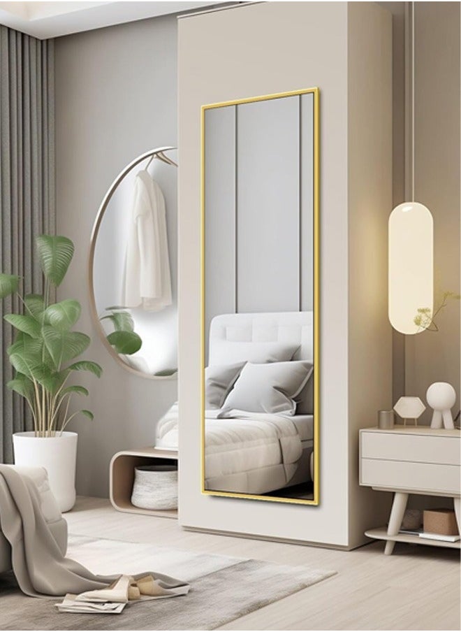 Taimi - Full Length Mirror Dressing Mirror with Standing Holder 155x45 Cm Large Rectangle Bedroom Floor Mirror Standing Mirror Wall-Mounted Mirror Gold - Image 1