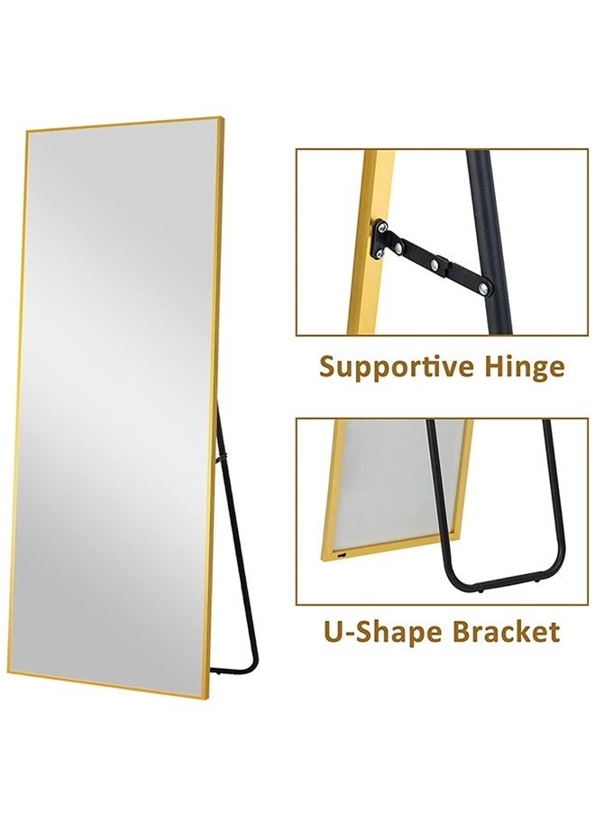 Taimi - Full Length Mirror Dressing Mirror with Standing Holder 155x45 Cm Large Rectangle Bedroom Floor Mirror Standing Mirror Wall-Mounted Mirror Gold - Image 1