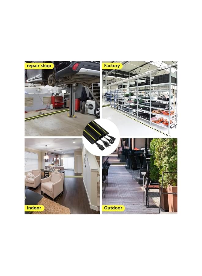 PROMASS Floor Cable Cover, Outdoor Cable Protector, Heavy Duty Wire Cover, Black Floor Cord Cover Cable Protector with 3 Large Channel for Offices Retail Gyms Factories Garages Trip Hazards Protection (3M) - Image 2