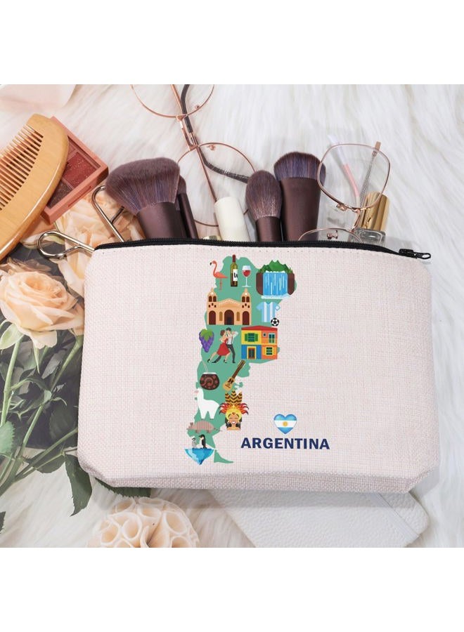 Meikiup Argentina Travel Cosmetic Bag - Memory Map Gift for Soccer Lovers, Map Argentina Bag, 现代 - Image 2