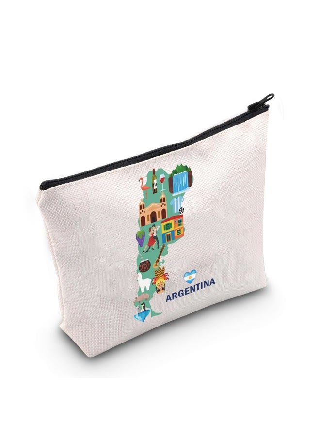 Meikiup Argentina Travel Cosmetic Bag - Memory Map Gift for Soccer Lovers, Map Argentina Bag, 现代 - Image 1