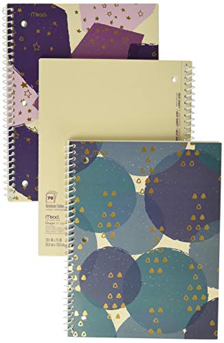Mead Spiral Notebooks, 1 Subject, College Ruled Paper, 70 Sheets, 10-1/2" x 7-1/2", Shape It Up, Design May Vary, 3 Pack (38191) - Image 3