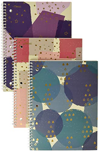 Mead Spiral Notebooks, 1 Subject, College Ruled Paper, 70 Sheets, 10-1/2" x 7-1/2", Shape It Up, Design May Vary, 3 Pack (38191) - Image 2