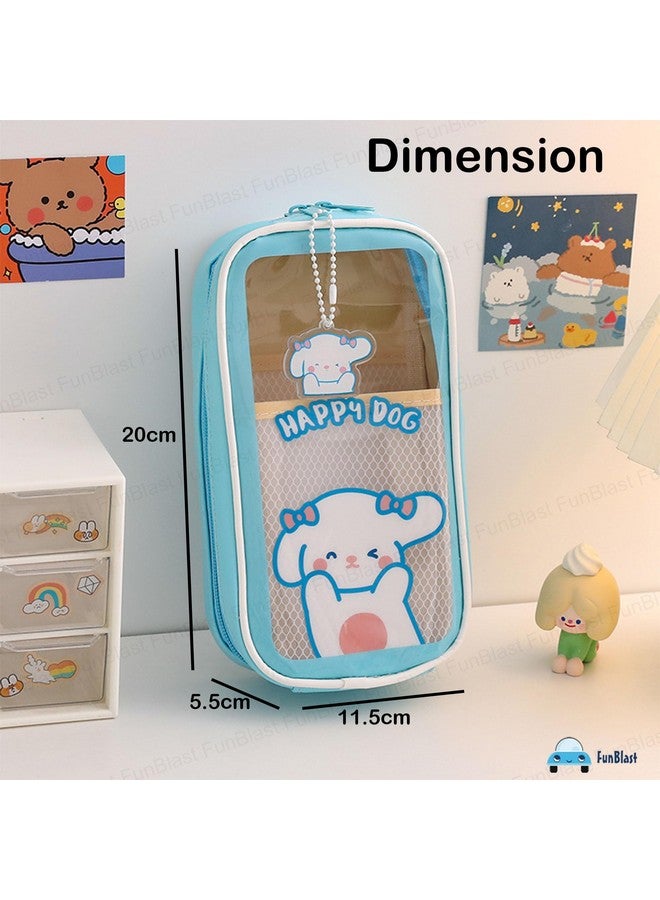 فنبلاست حقيبة فن بلاست للأطفال والكبار - حافظة أقلام للبنات، حافظة أقلام كاواي كبيرة السعة للبنات، حقيبة جمالية، حقيبة متعددة الأغراض للقرطاسية المدرسية والمكتب والسفر (أزرق) - Image 2