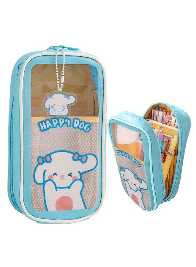 فنبلاست حقيبة فن بلاست للأطفال والكبار - حافظة أقلام للبنات، حافظة أقلام كاواي كبيرة السعة للبنات، حقيبة جمالية، حقيبة متعددة الأغراض للقرطاسية المدرسية والمكتب والسفر (أزرق) - Image 1