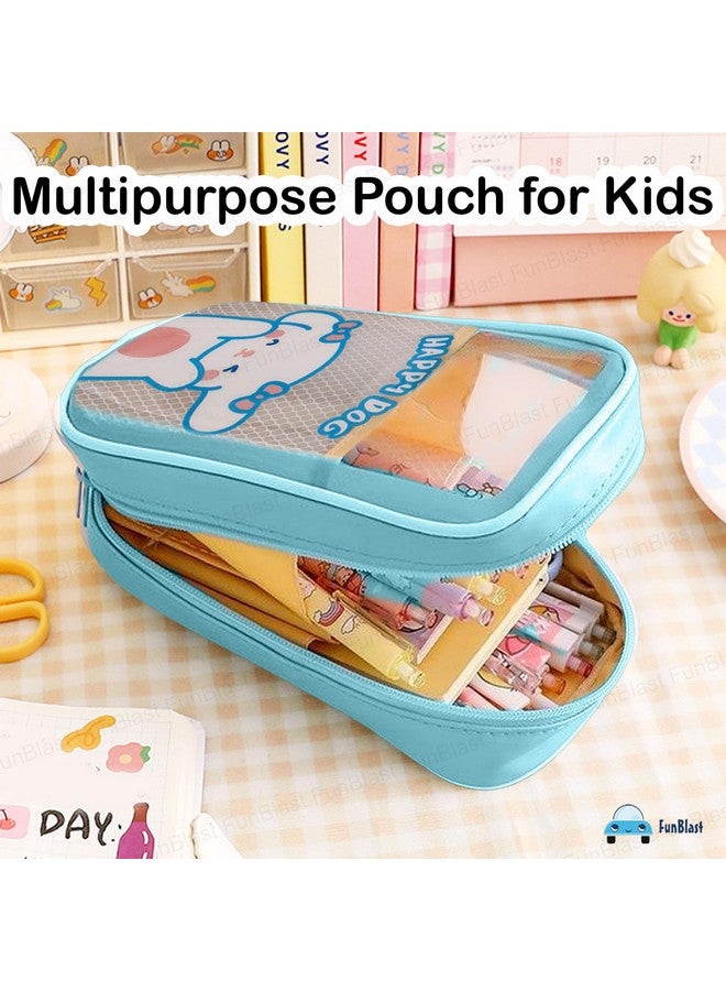 فنبلاست حقيبة فن بلاست للأطفال والكبار - حافظة أقلام للبنات، حافظة أقلام كاواي كبيرة السعة للبنات، حقيبة جمالية، حقيبة متعددة الأغراض للقرطاسية المدرسية والمكتب والسفر (أزرق) - Image 5