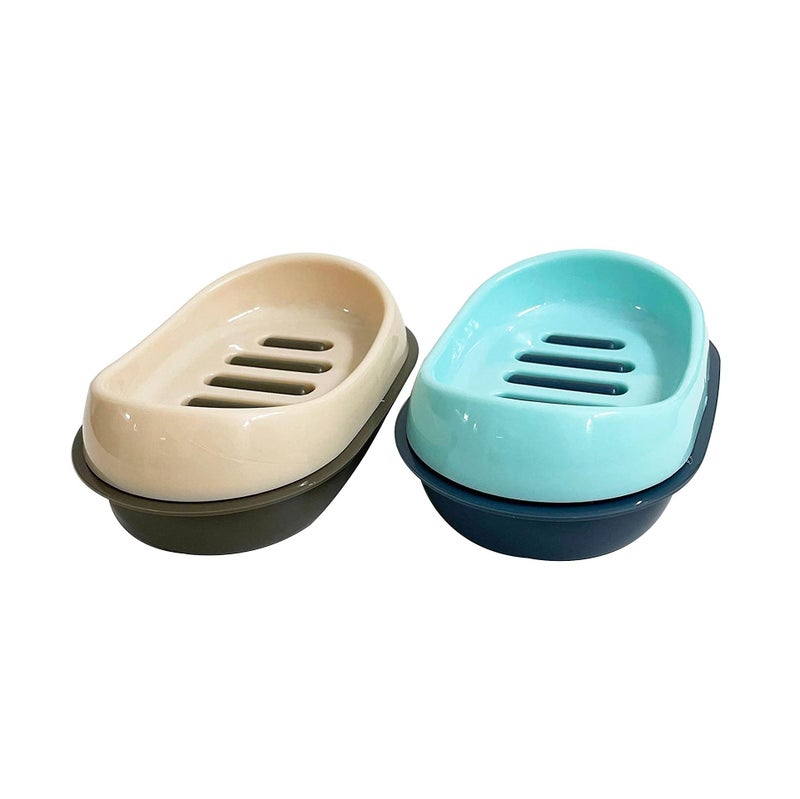 c s m CSM Plastic Soap Cases(Titanic-SC-BGLBL) - Set of 2 PCS (Beige, Light Blue) - Image 1